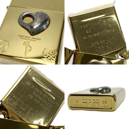  ZIPPO ジッポー 2003年製 SOLID BRASS ロゴ WINDY ウェンディ スパイラルハート 立体デザイン オイルライター