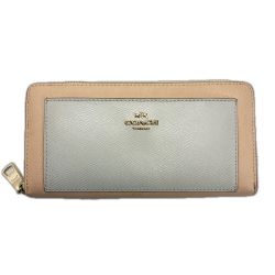 ☆☆ COACH コーチ ラウンドファスナー財布 F52756 ライトピンク×ライトグレー レディース  ゴールド金具 Bランク