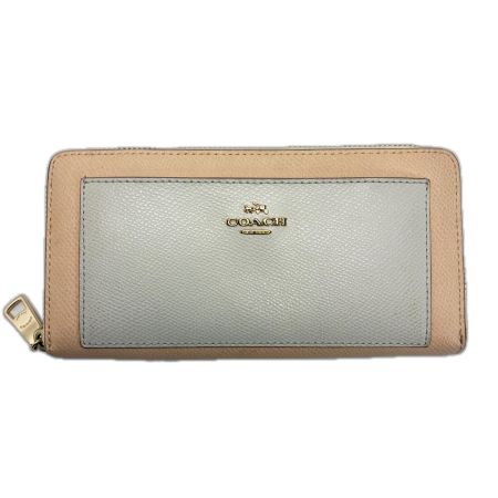  COACH コーチ ラウンドファスナー財布 F52756 ライトピンク×ライトグレー レディース  ゴールド金具