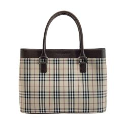 ☆☆ BURBERRY バーバリー ノバチェック トートバッグ ベージュ ハンドバッグ キャンバス×レザー Bランク