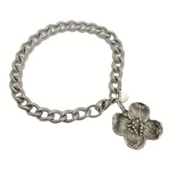☆☆ Tiffany & Co. ティファニー ツイストロープ フラワーチャーム ブレスレット シルバー SV925 ハナミズキ Bランク