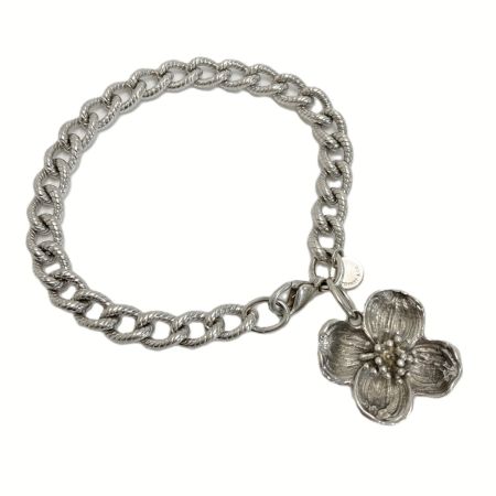  Tiffany & Co. ティファニー ツイストロープ フラワーチャーム ブレスレット シルバー SV925 ハナミズキ