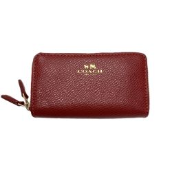 ☆☆ COACH コーチ ダブルジップ コインケース 63921 レッド Bランク