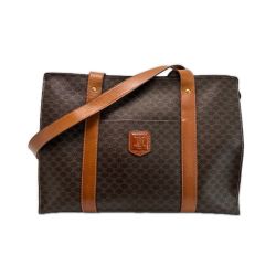 CELINE セリーヌ マカダム柄 ショルダートートバッグ ヴィンテージ MC98/2 PVCxレザー  Cランク