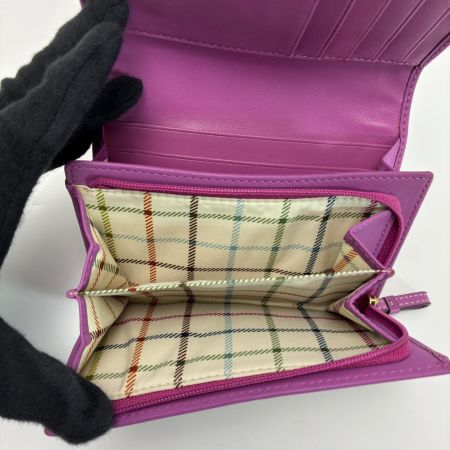  COACH コーチ ミニシグネチャー キャンバス×レザー ブラウン×パープル 2つ折り財布  レディース