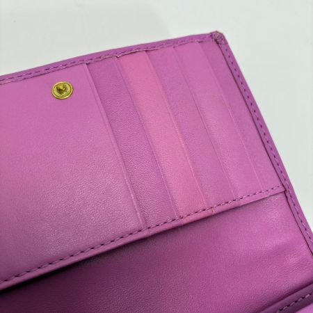  COACH コーチ ミニシグネチャー キャンバス×レザー ブラウン×パープル 2つ折り財布  レディース