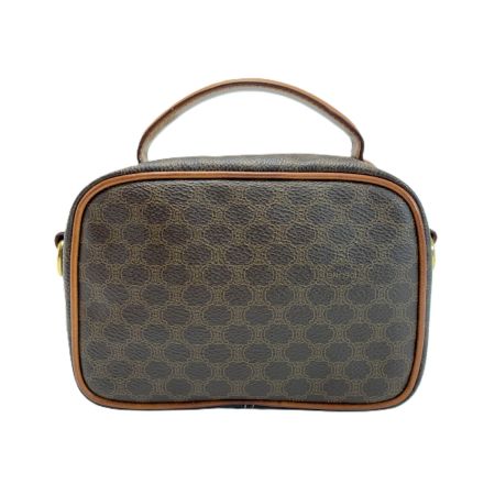  CELINE セリーヌ マカダム柄 ストラップ付 PVCxレザー MC96 ブラウン 2WAY ショルダーバッグ レディース