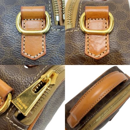  CELINE セリーヌ マカダム柄 ストラップ付 PVCxレザー MC96 ブラウン 2WAY ショルダーバッグ レディース