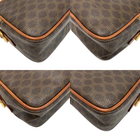  CELINE セリーヌ マカダム柄 ストラップ付 PVCxレザー MC96 ブラウン 2WAY ショルダーバッグ レディース
