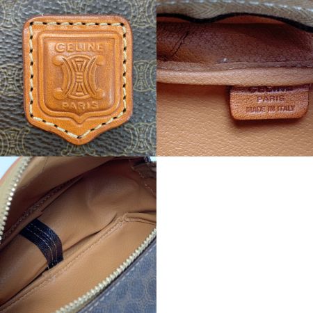  CELINE セリーヌ マカダム柄 ストラップ付 PVCxレザー MC96 ブラウン 2WAY ショルダーバッグ レディース