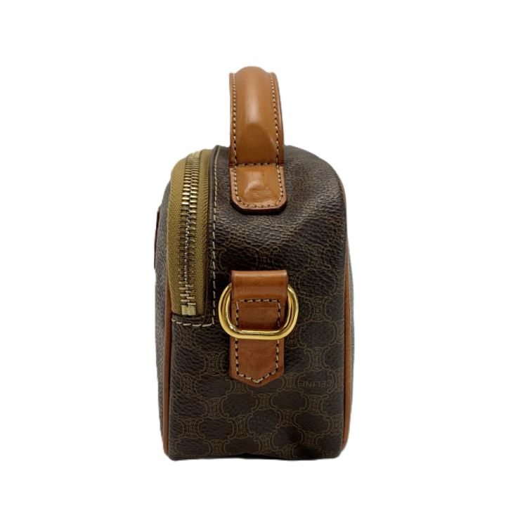 CELINE セリーヌ ショルダーバッグ マカダム柄 ヴィンテージ MC96 CELINE セリーヌ マカダム柄 ストラップ付 PVCxレザー MC96 ブラウン