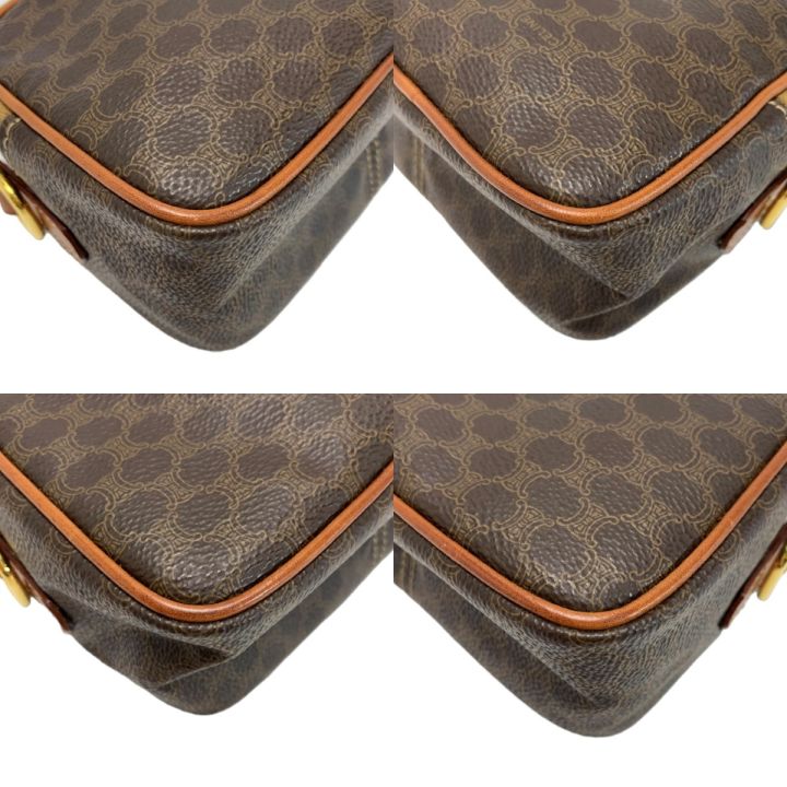 CELINE セリーヌ マカダム柄 ストラップ付 PVCxレザー MC96 ブラウン