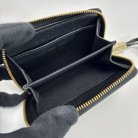 JIMMY CHOO ジミーチュウ エンボス スター スタッズ ラウンドファスナー コインケース ブラック 小銭入れ