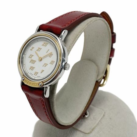  HERMES エルメス メテオール □G刻印 705279 ホワイト クォーツ レディース 腕時計