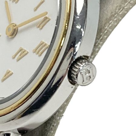  HERMES エルメス メテオール □G刻印 705279 ホワイト クォーツ レディース 腕時計