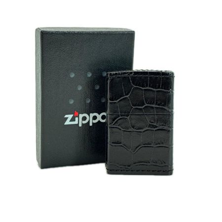  ZIPPO ジッポー オイルライター 2022年製 本牛革巻 クロコ型押 箱有