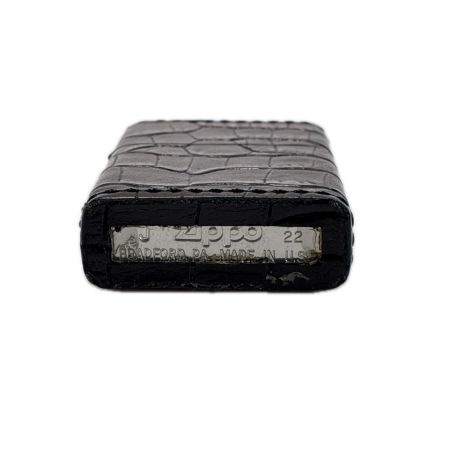  ZIPPO ジッポー オイルライター 2022年製 本牛革巻 クロコ型押 箱有