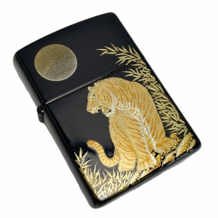  ZIPPO ジッポー ライター 2007年製 月と虎 本金蒔絵 和柄 木箱有