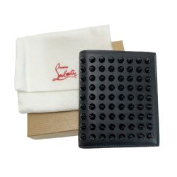 ☆☆ Christian Louboutin クリスチャンルブタン 2つ折り財布  ブラック メンズ 袋 箱有 Bランク
