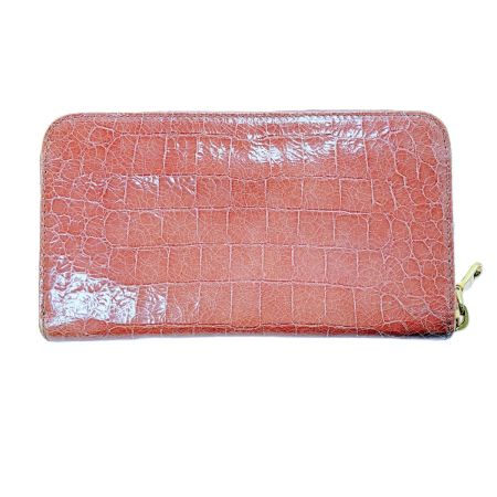  MIU MIU クロコ型押し ウンドファスナー財布 ピンク レディース ゴールド金具