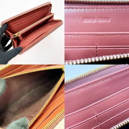  MIU MIU クロコ型押し ウンドファスナー財布 ピンク レディース ゴールド金具