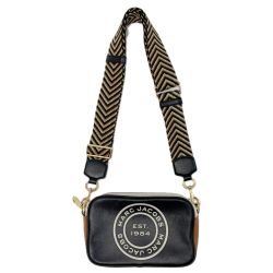 ☆☆ MARC JACOBS マークジェイコブス サークルロゴ H125L01RE21 002 ブラック×ブラウン×ホワイト ショルダーバッグ Bランク