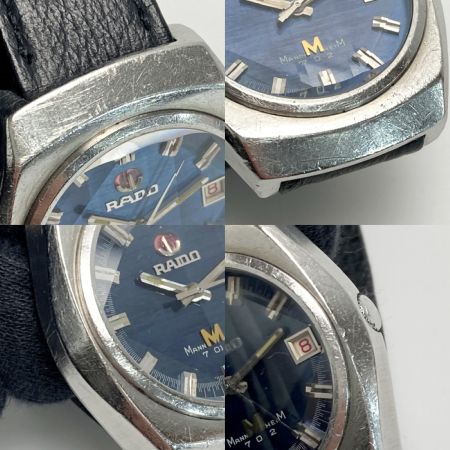  RADO ラドー マンハイム702 デイト カットガラス ブルー 自動巻き メンズ 腕時計 MANNHEIM