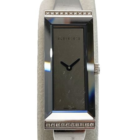  GUCCI グッチ Gフレーム ミラー ダイヤモンド 127.5 シルバー クォーツ レディース 腕時計 箱・取説有