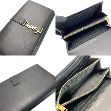  Yves Saint Laurent イブサンローラン 財布 2つ折り長財布 YSLロゴ ゴールド金具 414-567 ブラック レディース