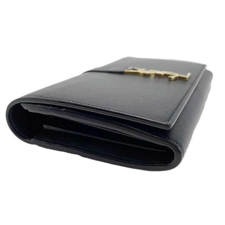 値下げ中！美品 サンローラン 長財布 ブラック ゴールドYSLロゴ Yves Saint Laurent イブサンローラン 財布 2つ折り長財布 YSLロゴ