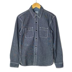 The Flat Head フラッドヘッド シャツ 長袖 ストライプ柄 SIZE 38 インディゴ メンズ Cランク