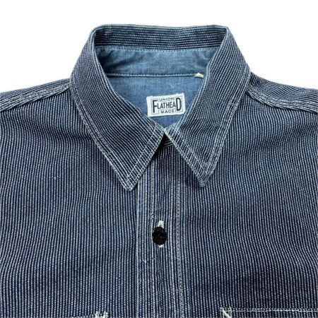 The Flat Head フラッドヘッド シャツ 長袖 ストライプ柄 SIZE 38 インディゴ メンズ