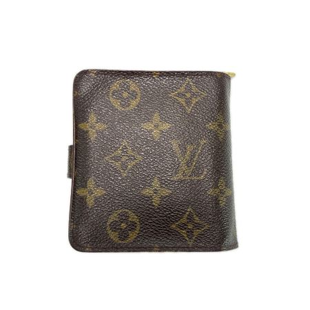 LOUIS VUITTON ルイヴィトン モノグラム コンパクトジップ M61667 ブラウン 2つ折り財布