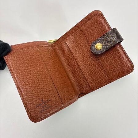 LOUIS VUITTON ルイヴィトン モノグラム コンパクトジップ M61667 ブラウン 2つ折り財布