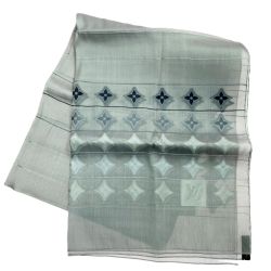 ☆☆ LOUIS VUITTON ルイヴィトン レースストール モノグラム柄 シルク 70x180cm グレー ストール スカーフ Bランク