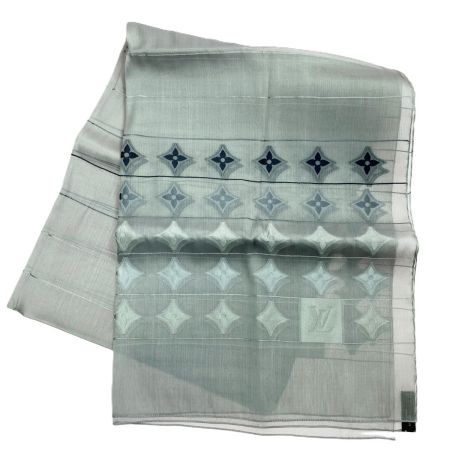 LOUIS VUITTON ルイヴィトン レースストール モノグラム柄 シルク 70x180cm グレー ストール スカーフ