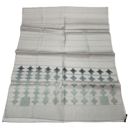  LOUIS VUITTON ルイヴィトン レースストール モノグラム柄 シルク 70x180cm グレー ストール スカーフ