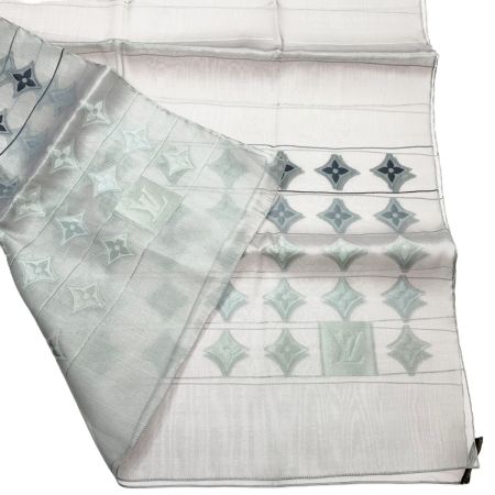  LOUIS VUITTON ルイヴィトン レースストール モノグラム柄 シルク 70x180cm グレー ストール スカーフ