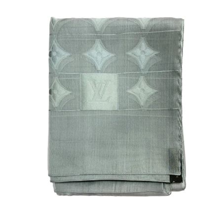  LOUIS VUITTON ルイヴィトン レースストール モノグラム柄 シルク 70x180cm グレー ストール スカーフ