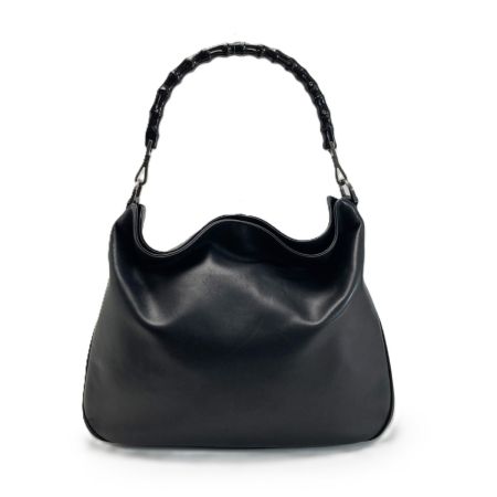  GUCCI グッチ バンブー ハンドバッグ 001･1577 ブラック レザー ショルダーバッグ 布袋有