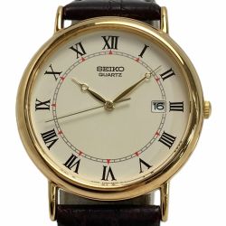 ☆☆ SEIKO セイコー ローマン デイト 7N22-8A20 アイボリー クォーツ メンズ 腕時計 Bランク
