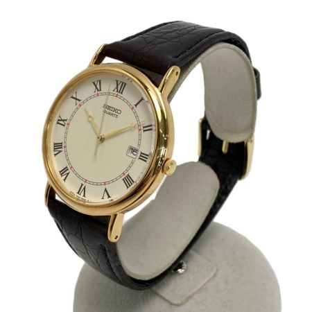  SEIKO セイコー ローマン デイト 7N22-8A20 アイボリー クォーツ メンズ 腕時計