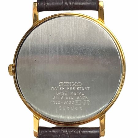  SEIKO セイコー ローマン デイト 7N22-8A20 アイボリー クォーツ メンズ 腕時計