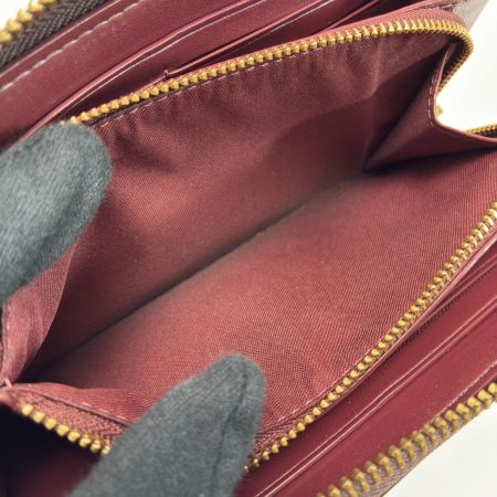  COACH コーチ シグネチャー ストラップ付 F87886 ブラウン×パープル ラウンドファスナー財布 レディース