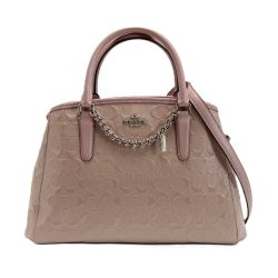 ☆☆ COACH コーチ デボスド シグネチャー 2WAYバッグ F55451 ピンク パテントレザー ハンドバッグ ショルダーバッグ Bランク