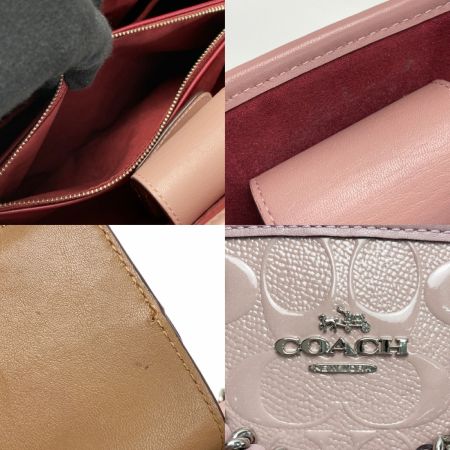  COACH コーチ デボスド シグネチャー 2WAYバッグ F55451 ピンク パテントレザー ハンドバッグ ショルダーバッグ