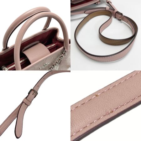  COACH コーチ デボスド シグネチャー 2WAYバッグ F55451 ピンク パテントレザー ハンドバッグ ショルダーバッグ