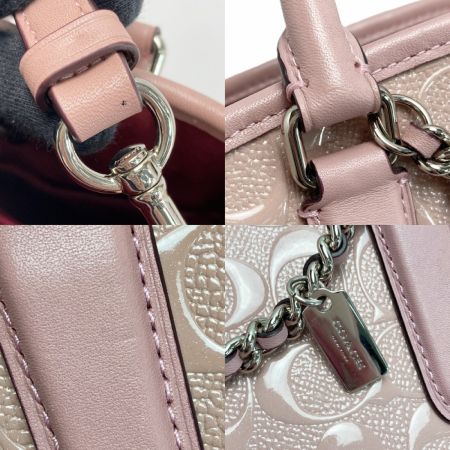  COACH コーチ デボスド シグネチャー 2WAYバッグ F55451 ピンク パテントレザー ハンドバッグ ショルダーバッグ