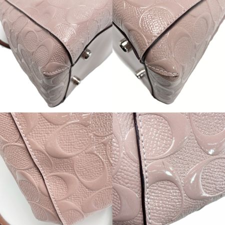  COACH コーチ デボスド シグネチャー 2WAYバッグ F55451 ピンク パテントレザー ハンドバッグ ショルダーバッグ
