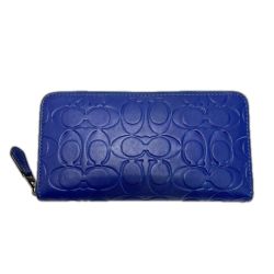 ☆☆ COACH コーチ ラウンドファスナー財布 CE551 ブルー レディース  Bランク
